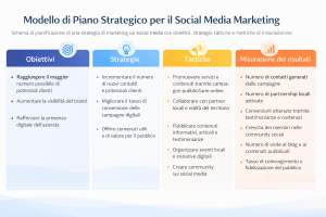 piano strategico di social media marketing con obiettivi strategie tattiche e metriche di misurazione