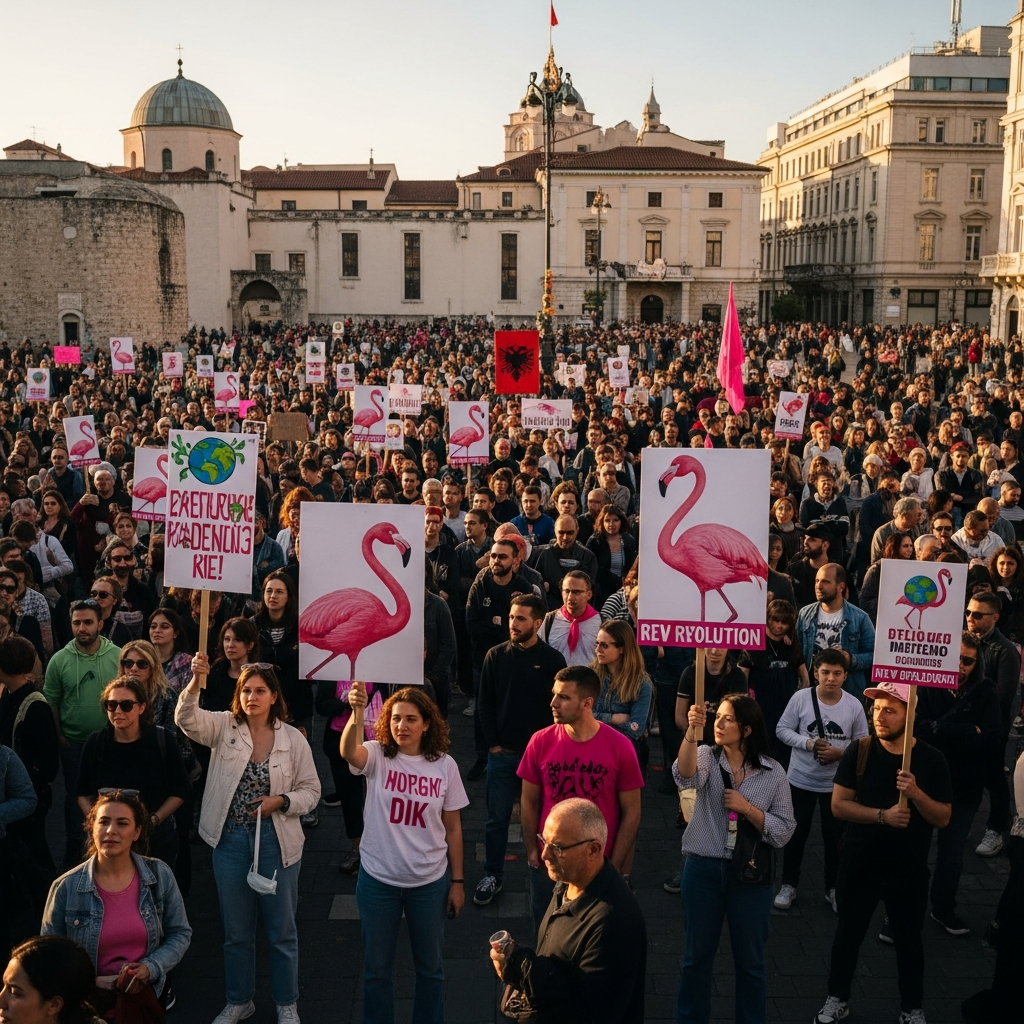 Proteste in Albania: la rivoluzione dei fenicotteri