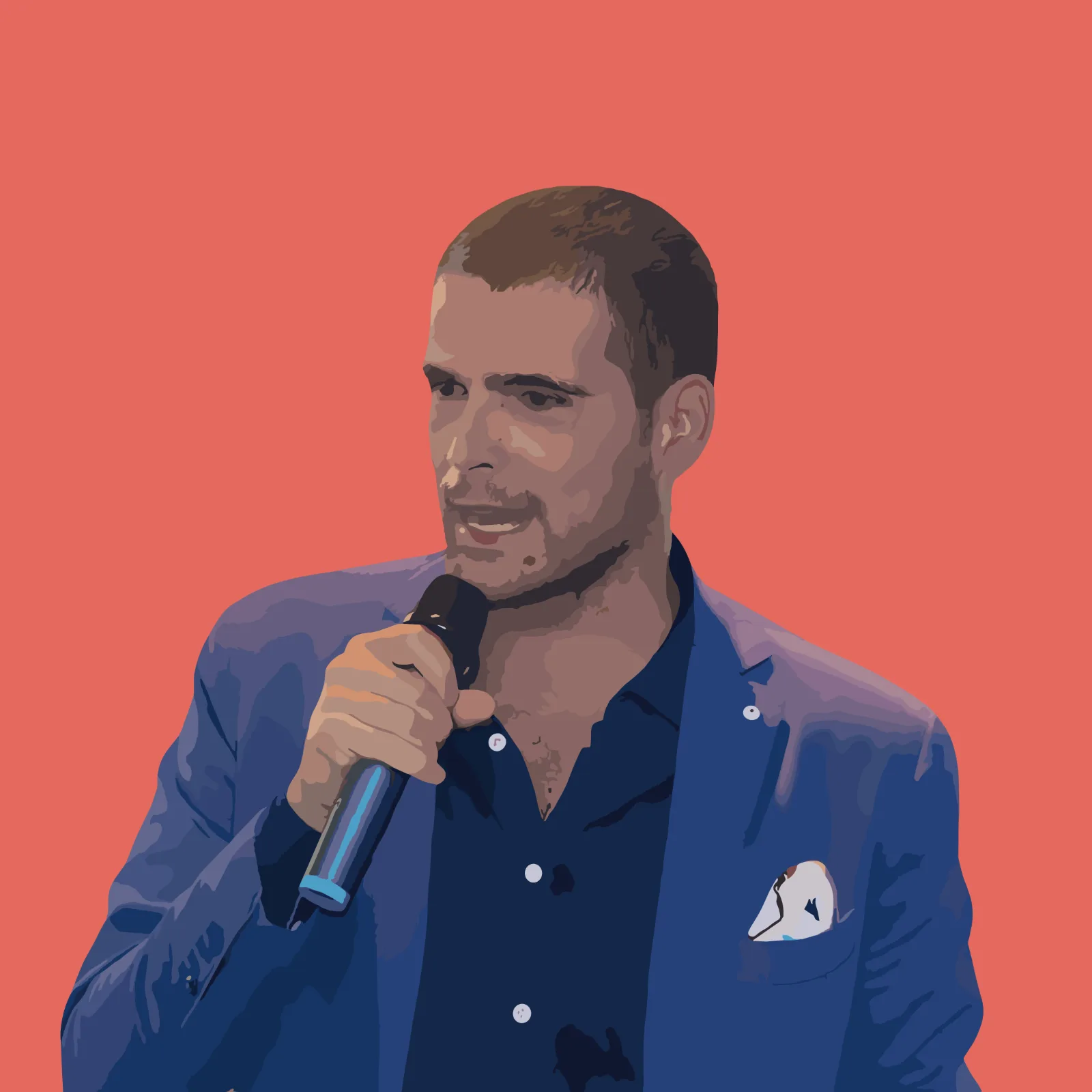 Paolo Di Capua, giornalista TV, parlando al microfono